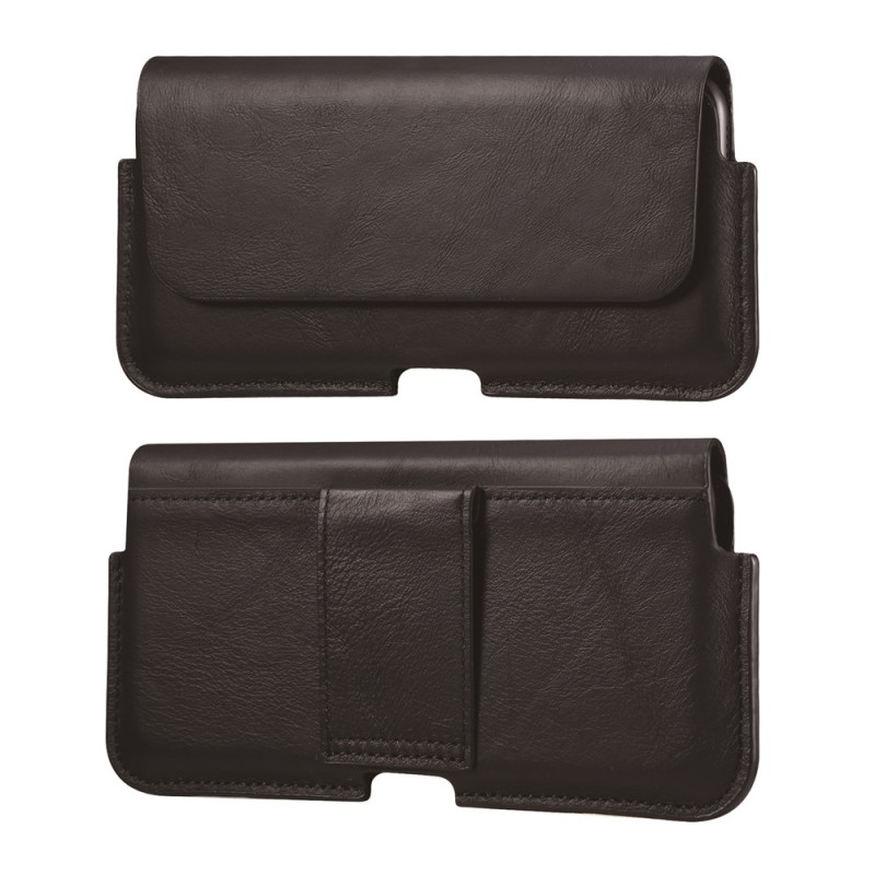 Capa vertical para cinto em couro genuíno com clipe para smartphone de 5,5 a 6,5 polegadas