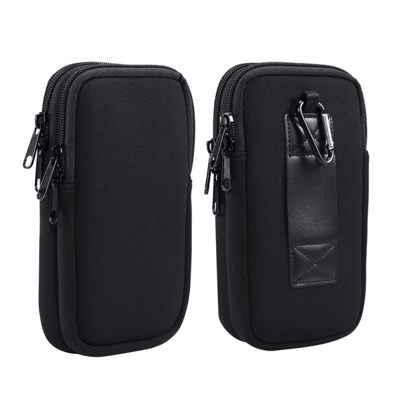 Capa horizontal universal para cinto em couro PU com clipe, 15,6 × 8 × 2 cm