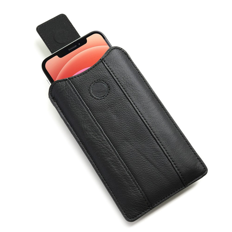 Capa de cinto vertical ajustável em pele para smartphone de 5,2 a 6,1 polegadas