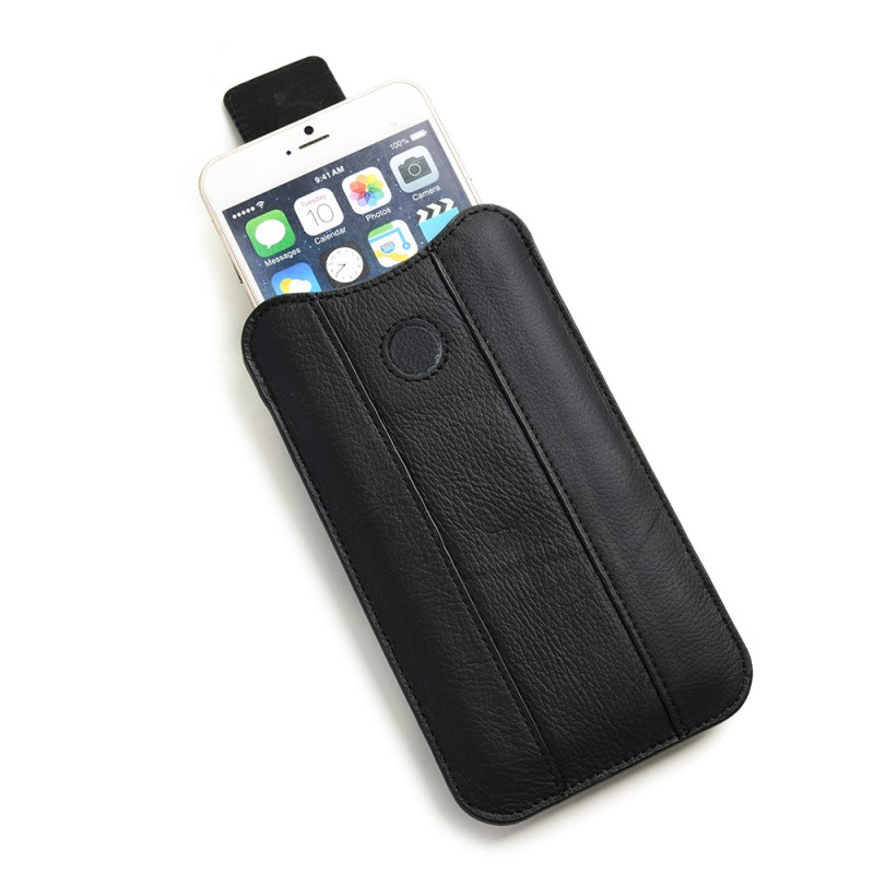 Capa vertical de cinto em couro de flor inteira para smartphone de 5,8 a 6,7 polegadas