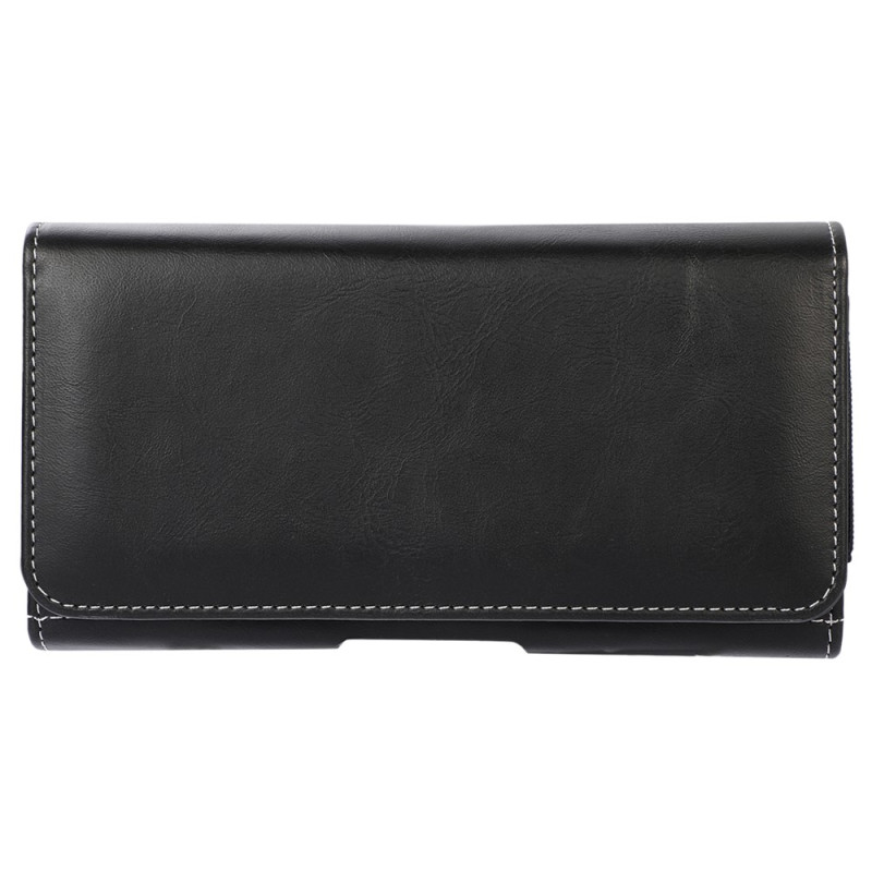 Capa horizontal para cinto em couro PU com compartimento duplo e porta-cartões para smartphone de 6,7 polegadas