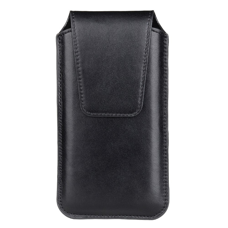 Capa vertical universal de couro genuíno para smartphone de 5,0 a 5,2 polegadas, para usar no cinto