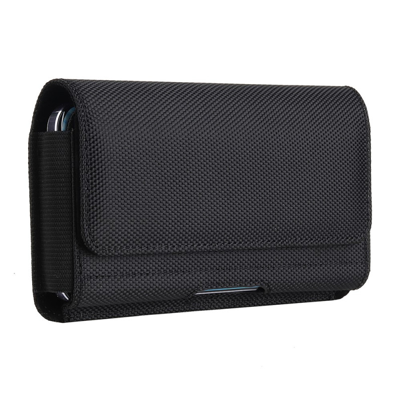 Capa de cinto em couro PU para smartphone de 7 polegadas com fecho magnético e porta-cartões