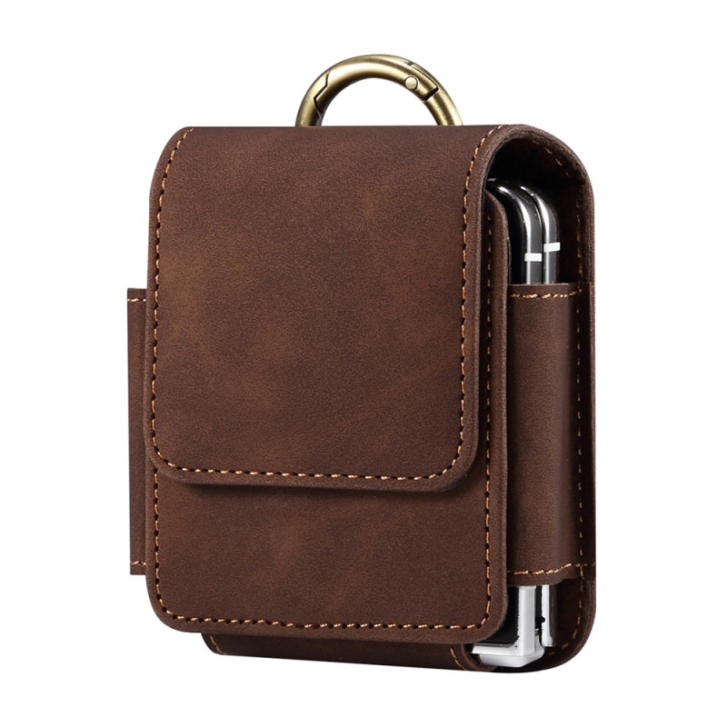 Capa de cinto para Samsung Galaxy Z Flip e smartphones dobráveis, em couro de microfibra com clipe