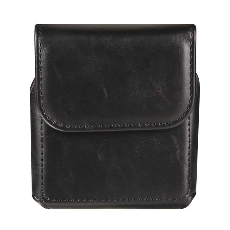 Capa de cinto em couro PU com efeito Crazy Horse para o Samsung Galaxy Z Flip e smartphones dobráveis