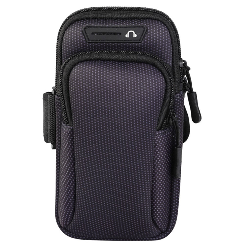Braçadeira desportiva universal para smartphone com bolso duplo e abertura para auriculares