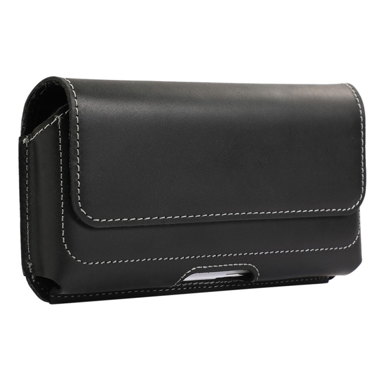 Capa horizontal de couro genuíno para smartphone de 6,7 polegadas, para usar no cinto