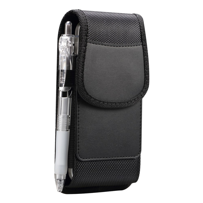 Capa universal de cintura em nylon Oxford e couro para smartphone de 6,7 a 6,9 polegadas com porta-cartões