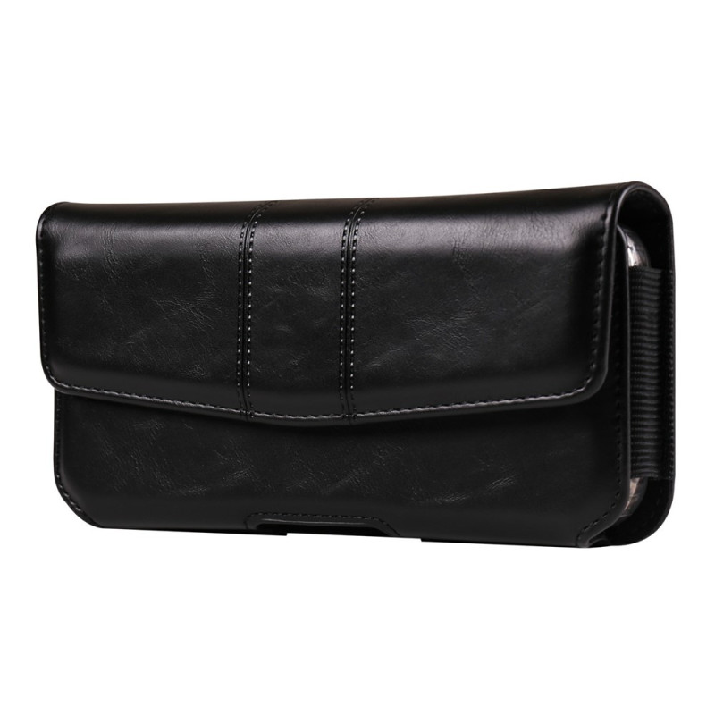 Capa horizontal universal para smartphone de 6,5 polegadas com porta-cartões para usar no cinto