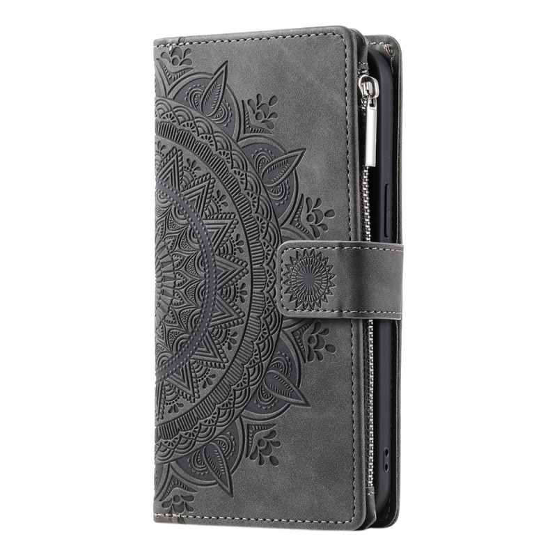 Capa tipo carteira para Google Pixel 11 com padrão Mandala e efeito camurça