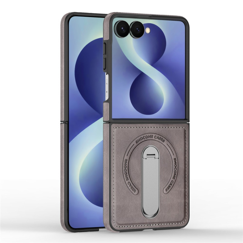 Capa para Samsung Galaxy Z Flip 8 com efeito de couro e suporte
