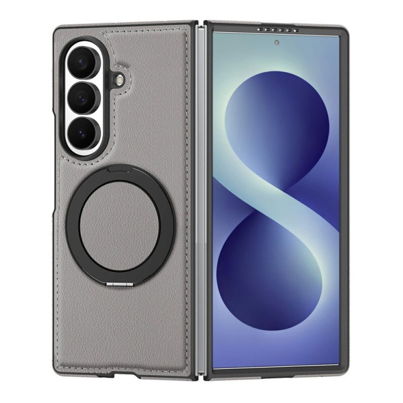 Capa magnética para Samsung Galaxy Z Fold 8 Ultra com efeito de couro e anel giratório