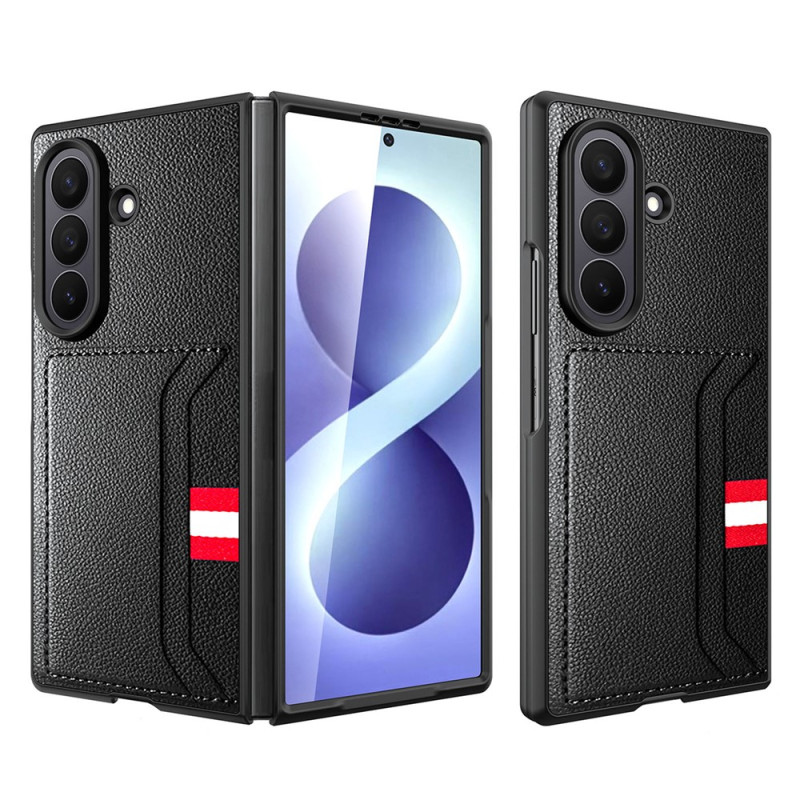 Capa para Samsung Galaxy Z Fold 8 Ultra com porta-cartões, design Litchi