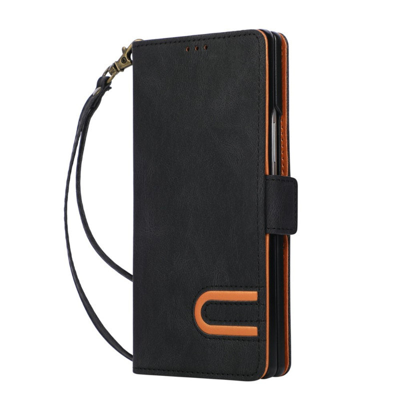 Capa para Samsung Galaxy Z Fold 8 Ultra com design em imitação de couro