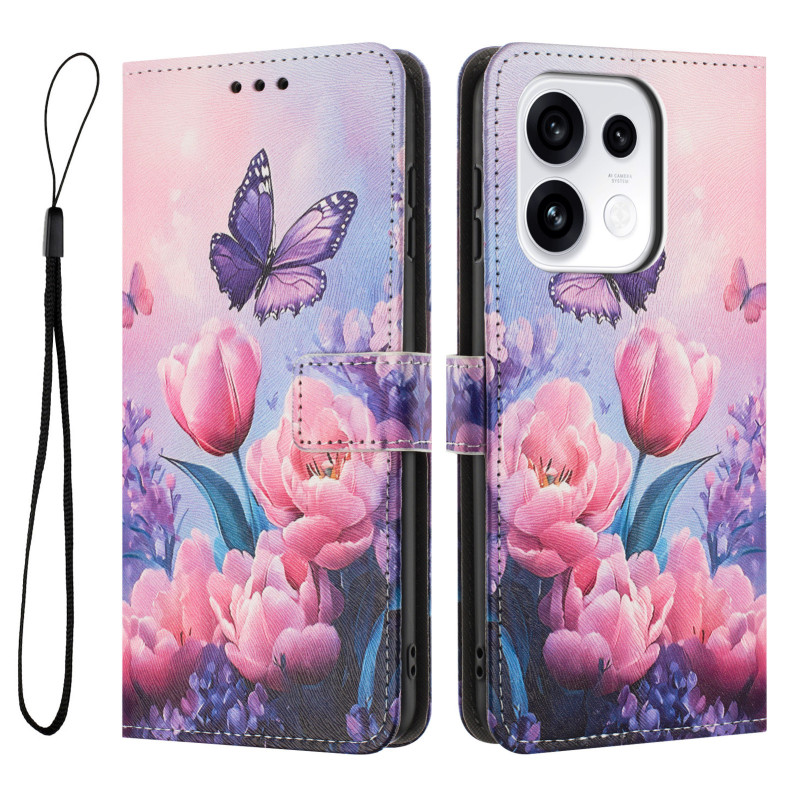 Capa para Oppo Reno 16 / 16 Pro com tulipas cor-de-rosa
