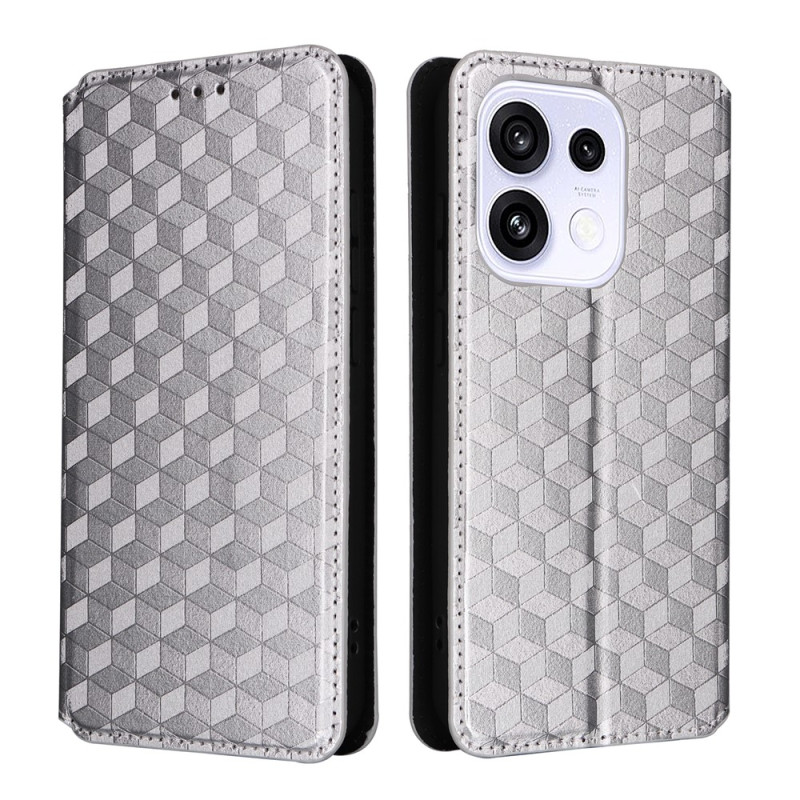 Capa Flip para Oppo Reno 16 5G / 16 Pro 5G com padrão em losangos em relevo