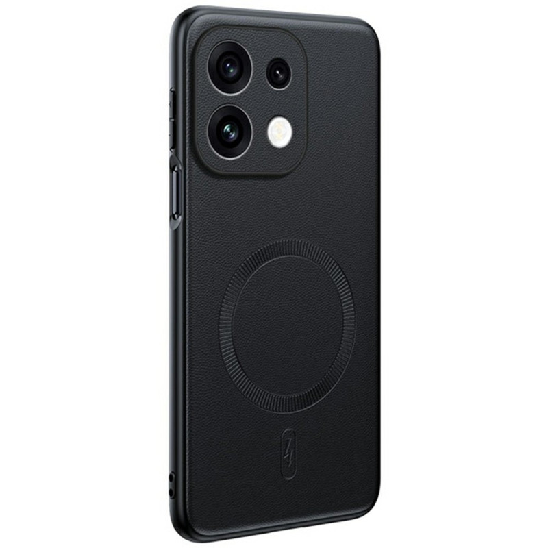 Capa magnética com efeito de couro para Oppo Reno 16 F 5G