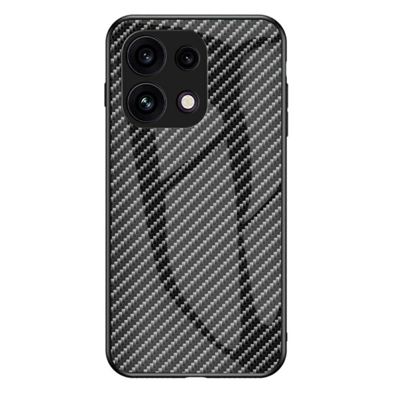 Capa para Oppo Reno 16 F 5G em vidro temperado com efeito de fibra de carbono