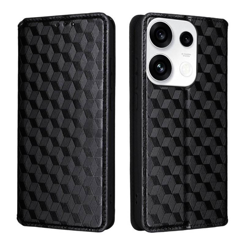 Capa Flip para Oppo Reno 16 F 5G / 16 FS 5G com padrão de losangos