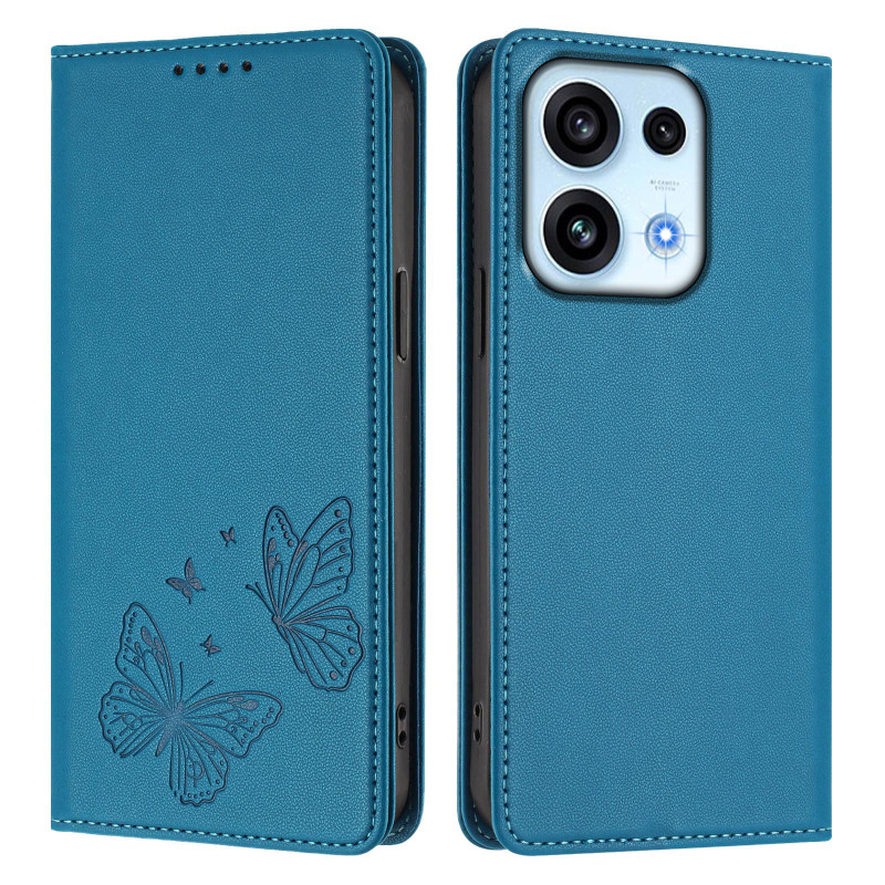 Capa Flip para Oppo Reno 16 F 5G / 16 FS 5G com duas borboletas
