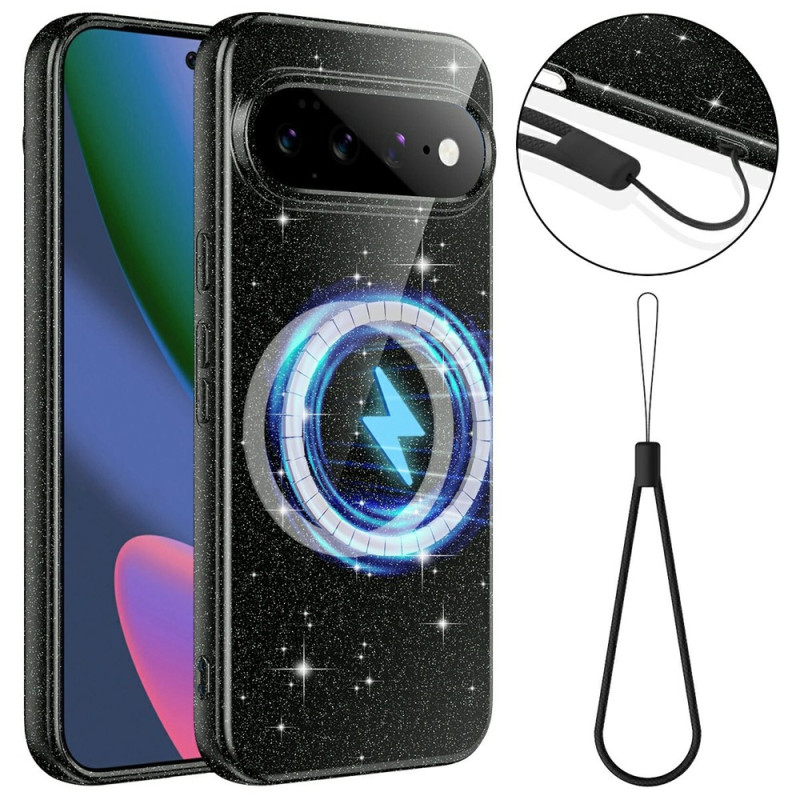 Capa magnética com purpurina para o Google Pixel 11, com alça
