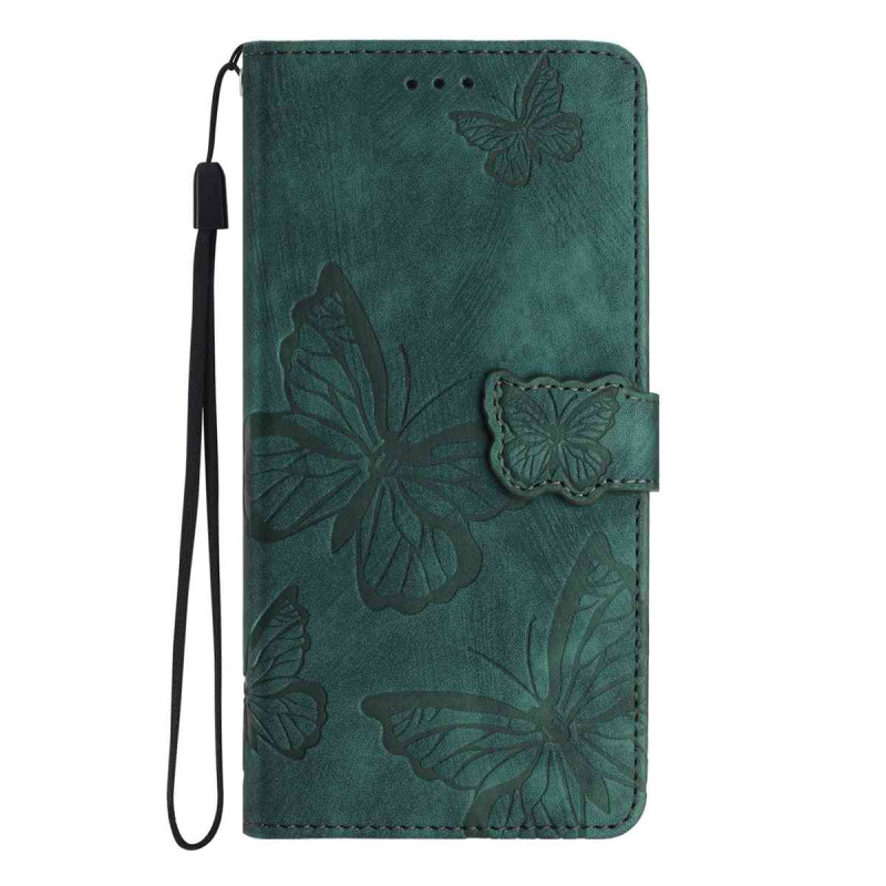 Capa para Google Pixel 11 Pro XL com efeito de camurça e borboletas