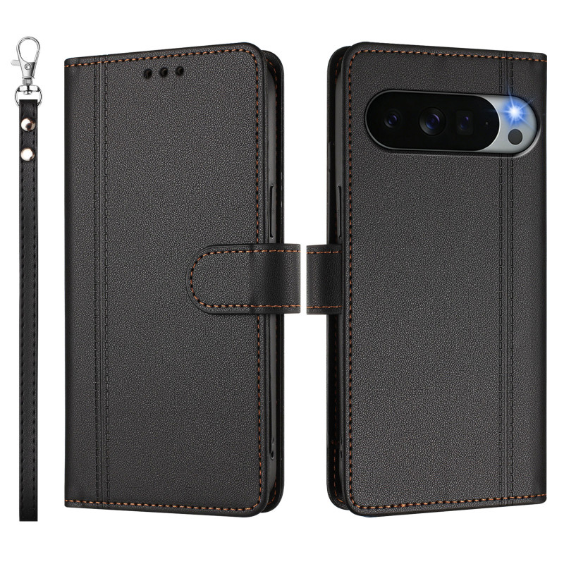 Capa tipo carteira para Google Pixel 11 Pro XL com 9 compartimentos para cartões e cordão