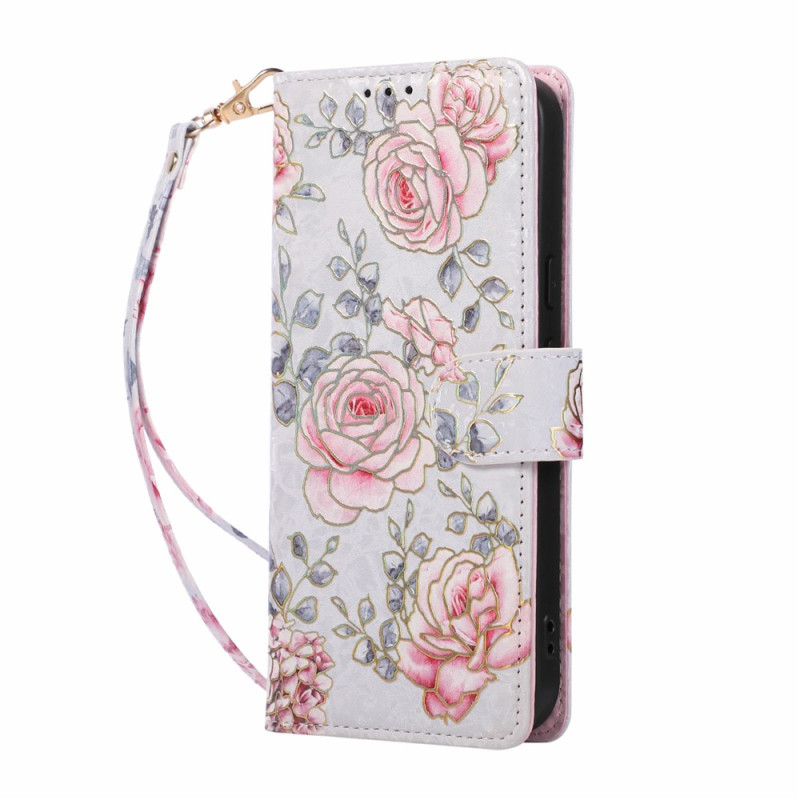 Capa para Google Pixel 11 Pro XL com motivos florais e alça