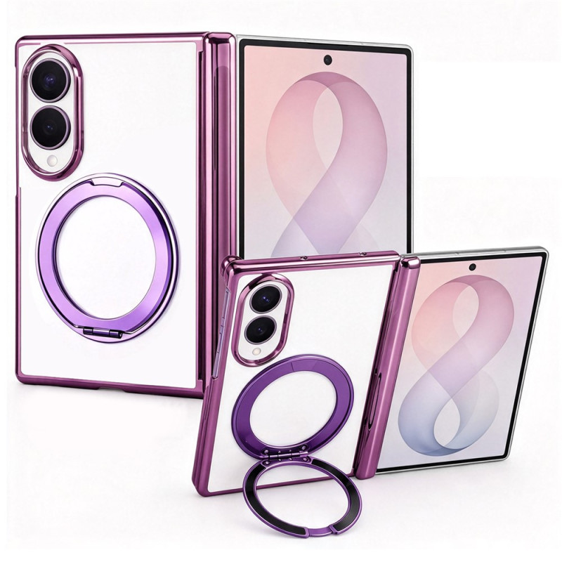 Capa para Samsung Galaxy Z Fold 8 com suporte e rebordo em estilo metálico