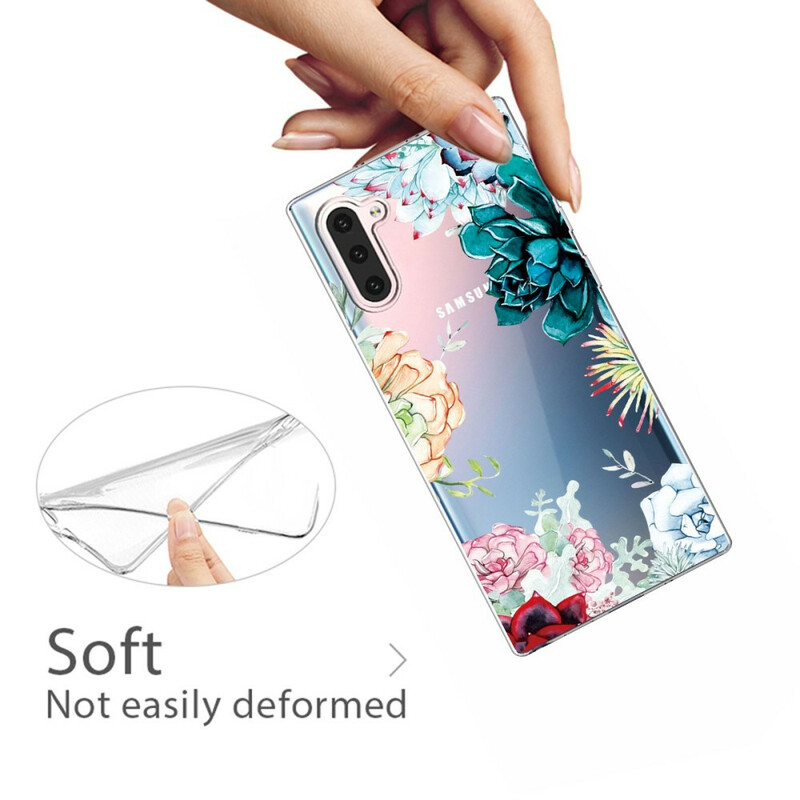 Samsung Galaxy Note 10 Capa transparente para flores de aguarela