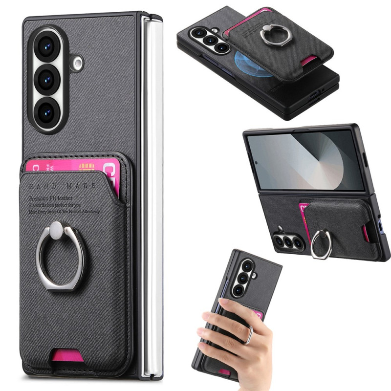 Capa magnética para Samsung Galaxy Z Fold 8 Ultra com efeito de sarja e porta-cartões