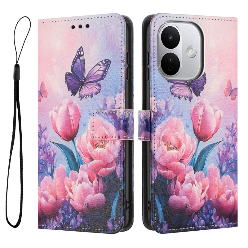 Capa para Xiaomi Redmi Note 17 Pro 5G com tulipas e borboletas