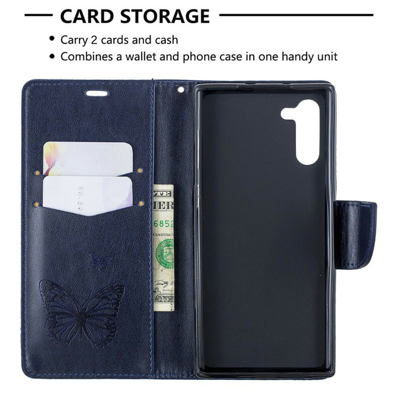 Samsung Galaxy Note 10 Borboletas de Capa e Aba Oblíqua