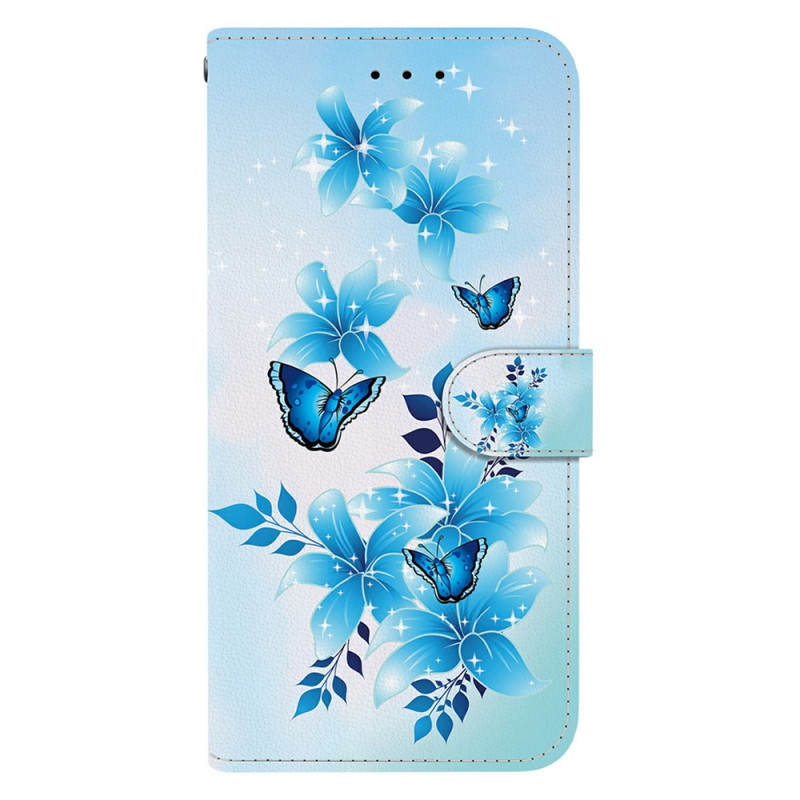 Capa para Xiaomi Redmi Note 17 Pro 5G com pequenas borboletas azuis