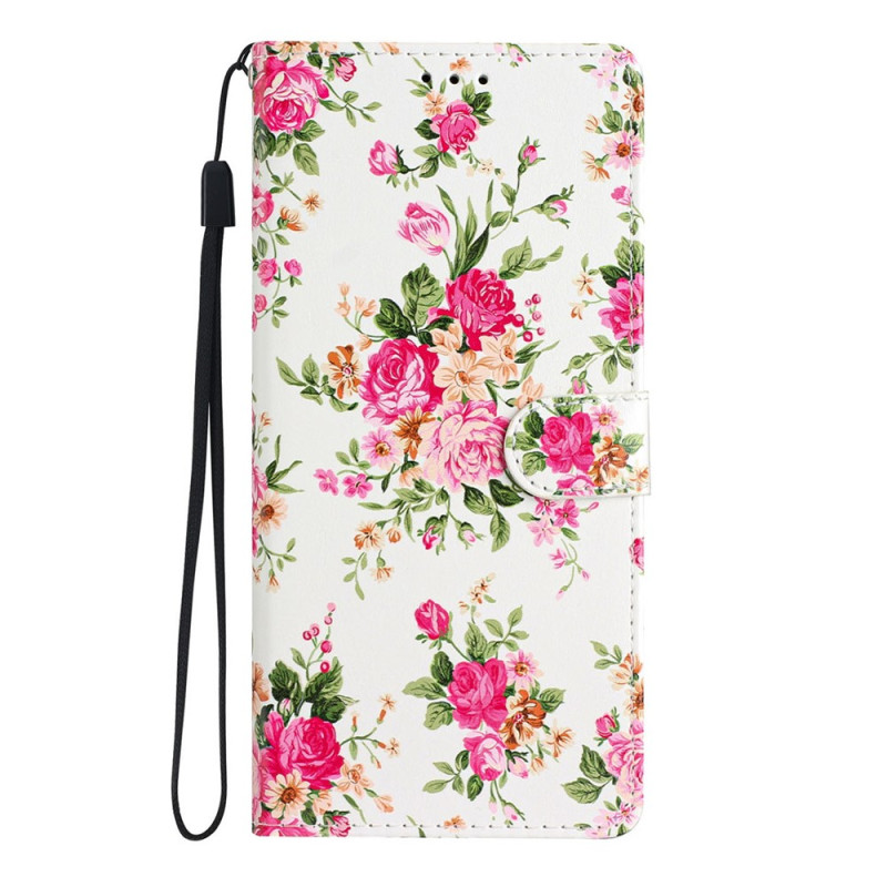 Capa para Xiaomi Redmi 17C 5G com flores vermelhas