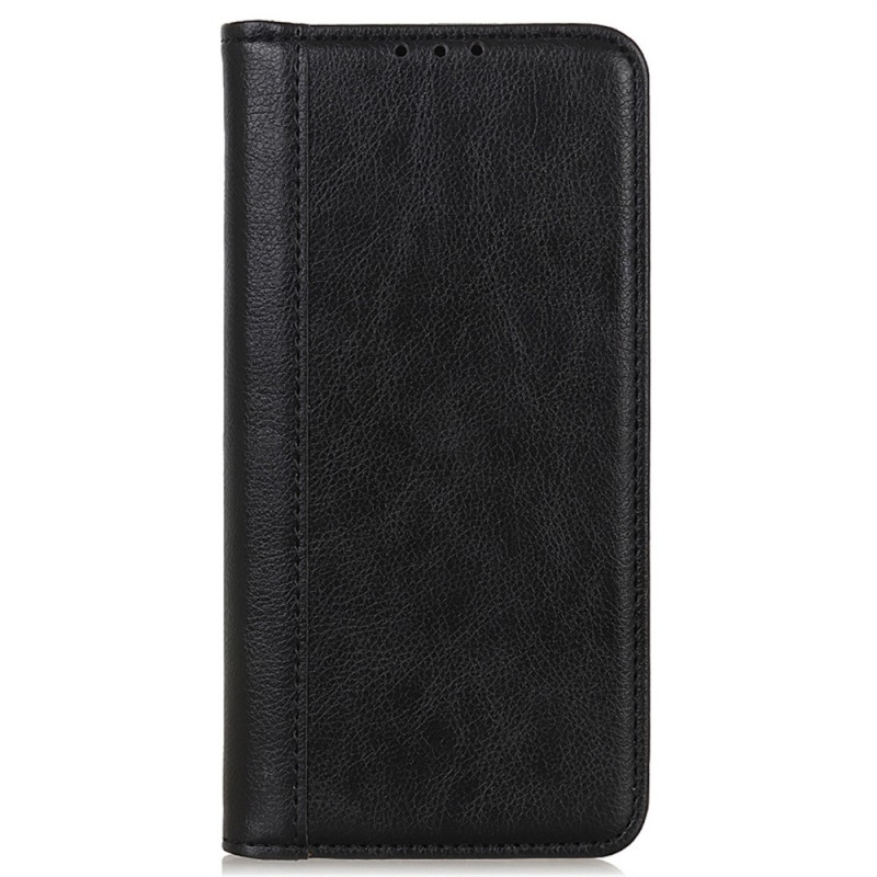 Capa Flip para Xiaomi Redmi 17 5G / 4G em pele de lichia com textura de fenda