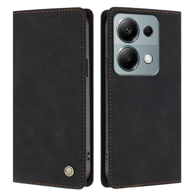 Capa Flip para Xiaomi Redmi 17 5G / 4G com efeito de camurça e costura