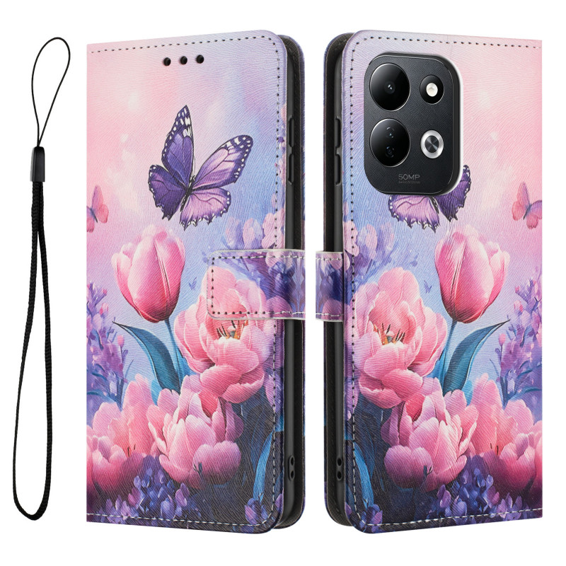 Capa para Xiaomi Redmi 17 5G / 4G com tulipas e borboletas