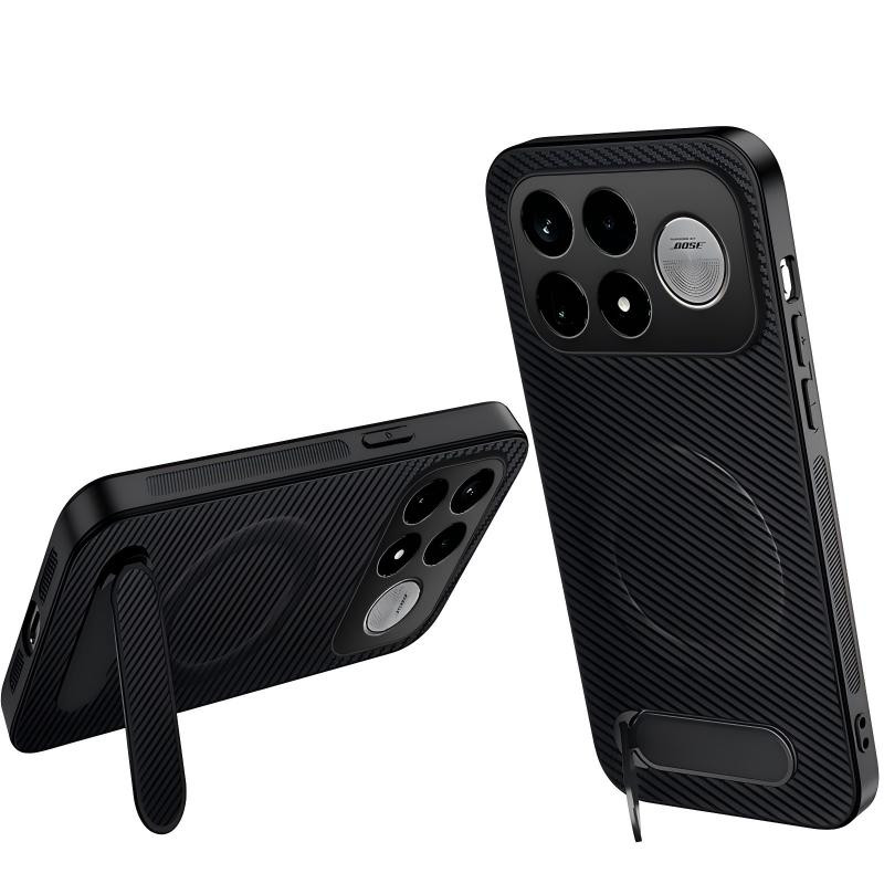 Capa para Poco F9 em fibra de carbono com suporte integrado