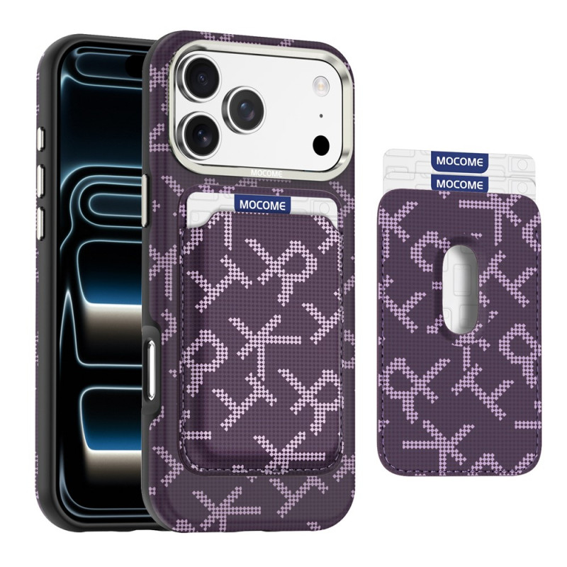 Capa magnética para iPhone 18 Pro com porta-cartões e textura de aramida