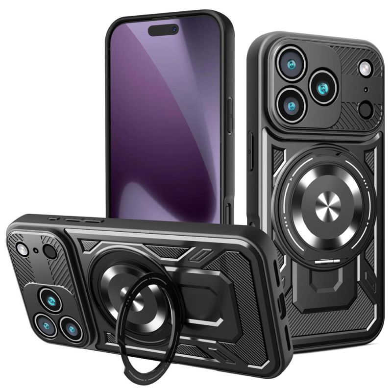 Capa magnética em carbono para iPhone 18 Pro Max / 17 Pro Max com suporte de 360°