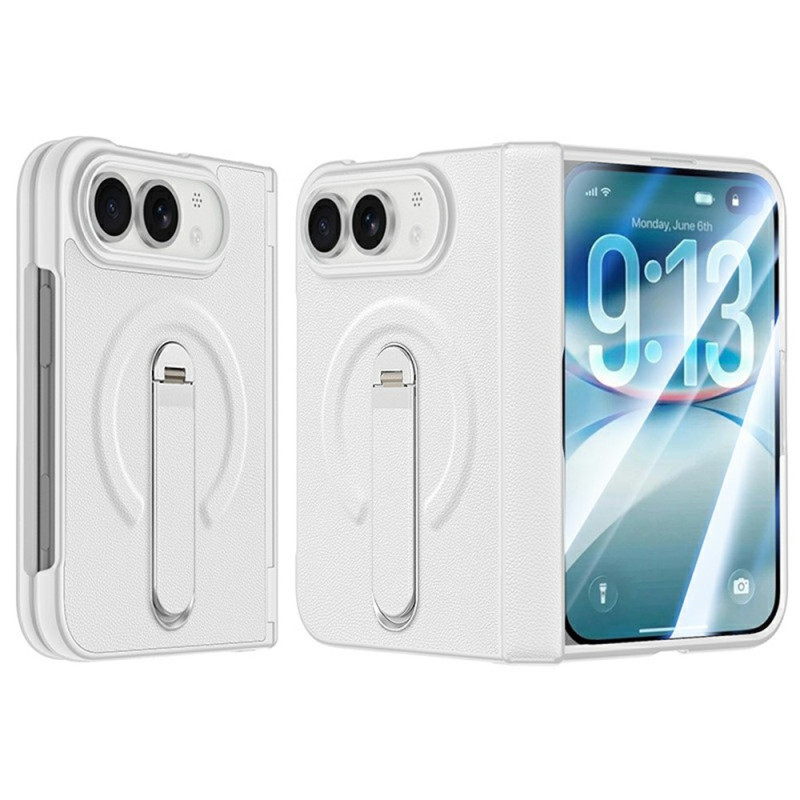 Capa magnética para iPhone Duo em imitação de couro com suporte e vidro temperado
