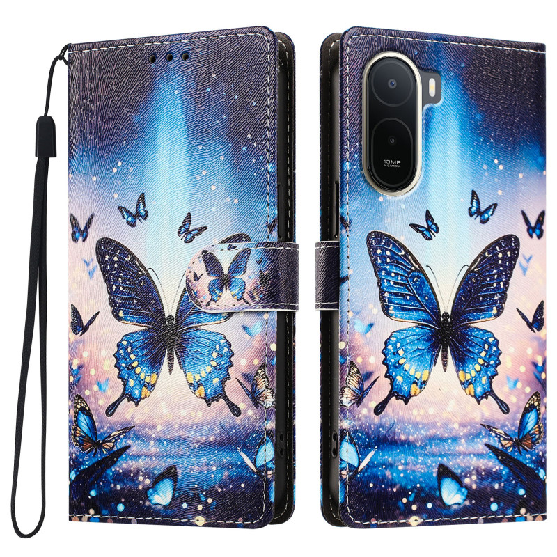 Capa para Xiaomi Redmi A7 Pro / Poco C81 Pro com padrão de borboleta fluorescente
