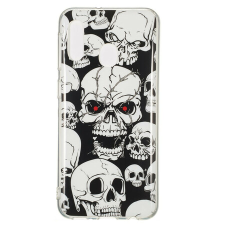 Capa Fluorescente Samsung Galaxy A20e Caution Skulls