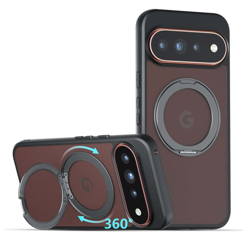 Coque Google Pixel 11 Pro / 11 Magnétique Noire Transparente avec Support Rotatif 360°