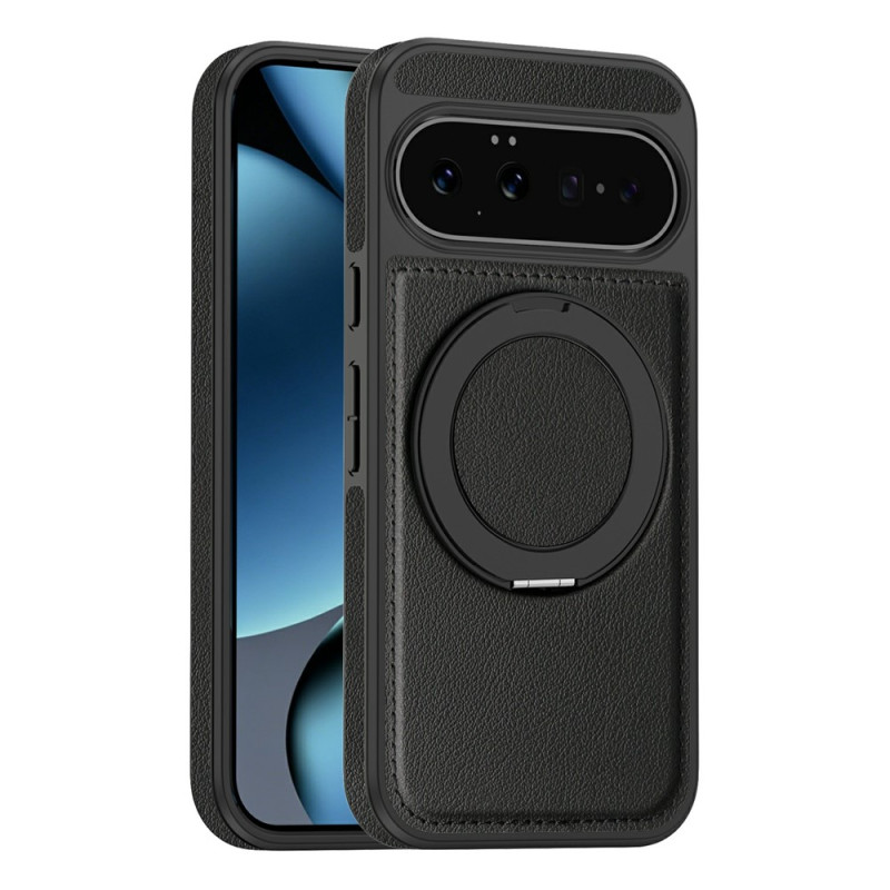 Coque Google Pixel 11 Magnétique Effet Cuir avec Anneau Rotatif à 360°