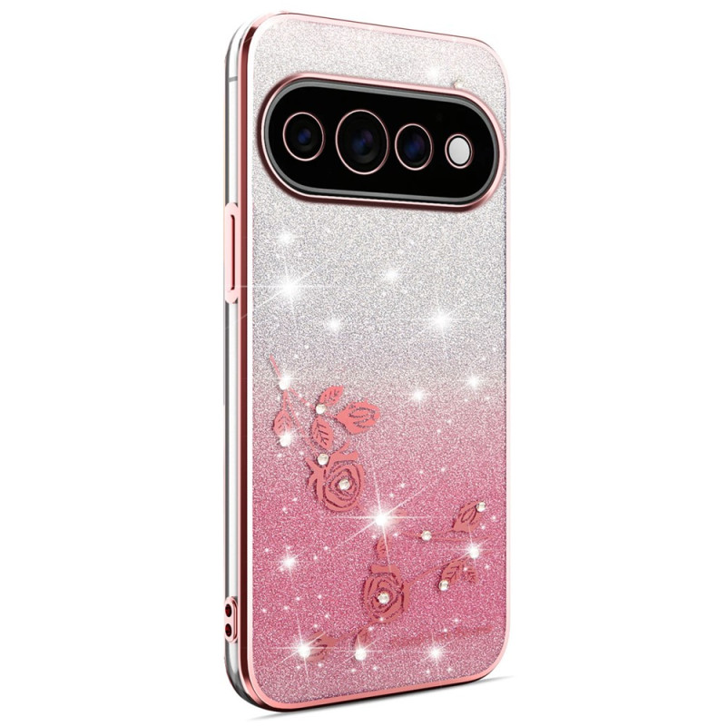 Capa para Google Pixel 11 Pro XL com flores e strass da KADEM