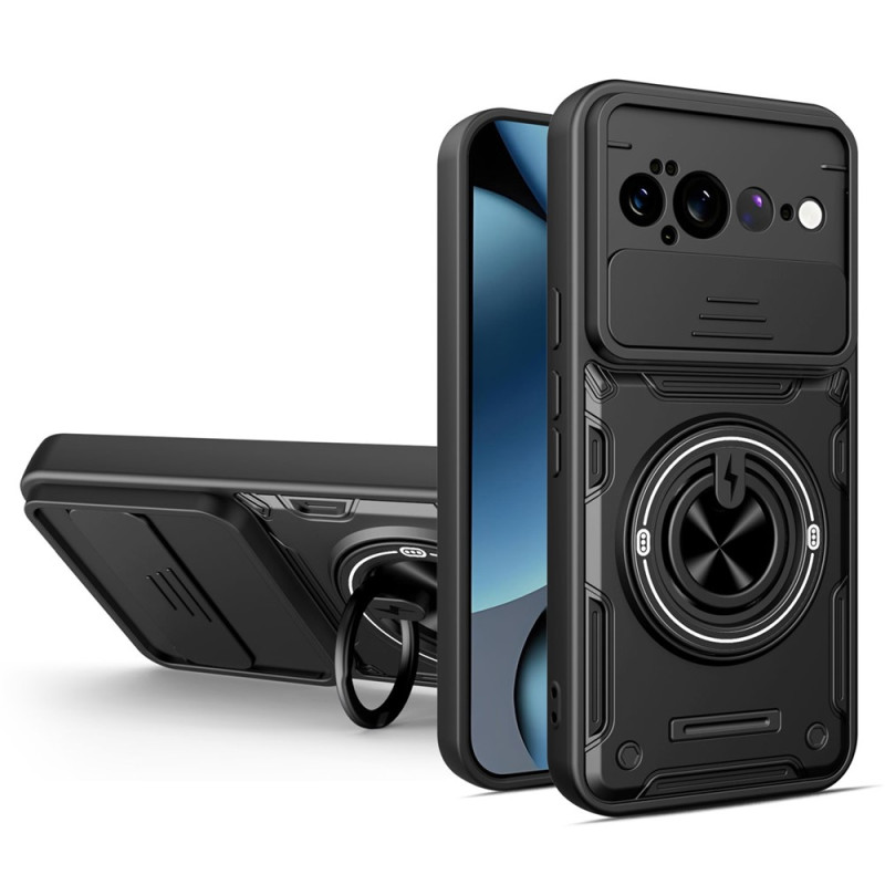 Capa magnética para o Google Pixel 11 Pro XL com tampa deslizante para a câmara e suporte giratório