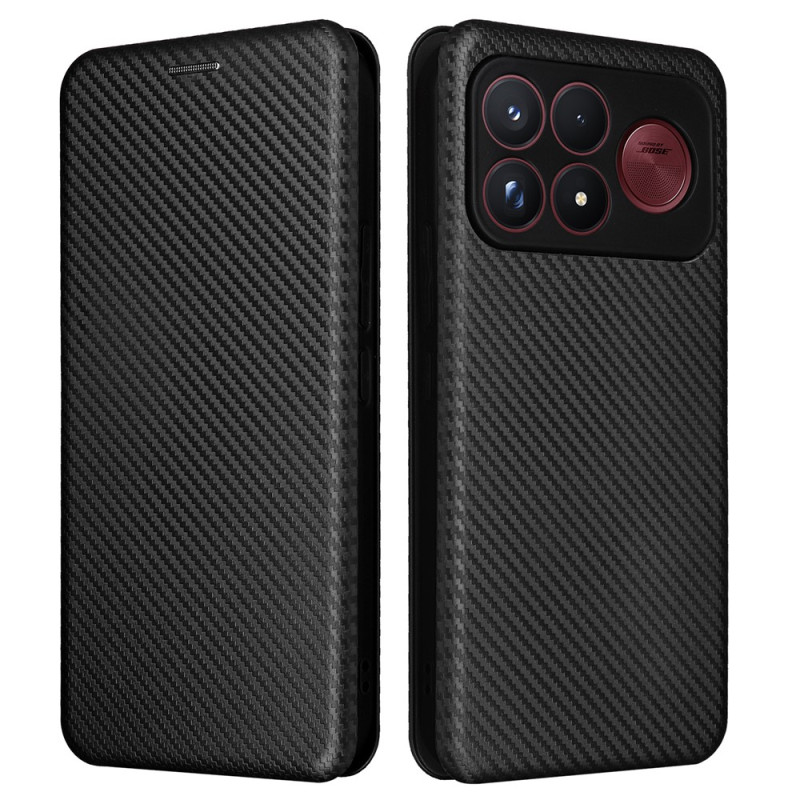 Capa Flip para Poco F9 Ultra em fibra de carbono