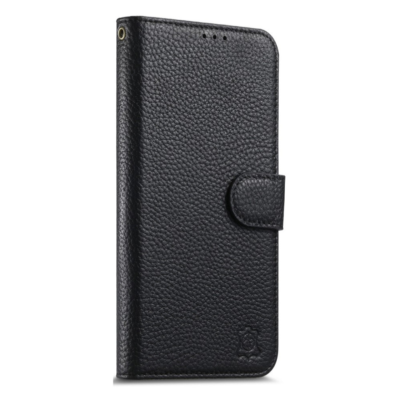 Capa para iPhone 18 Pro / 17 Pro tipo carteira em couro curtido com proteção anti-RFID